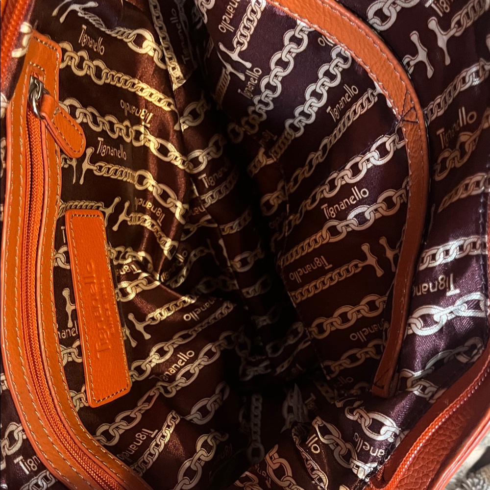 Vintage Tiganello Orange Leather Shoulder Bag - Picture 8 of 13